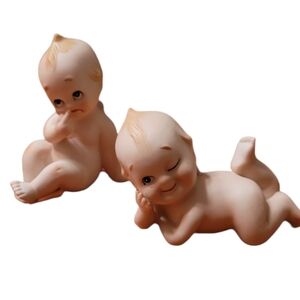 Vintage - Lefton Kewpie Bisque Ceramic Figurines Set of 2‎